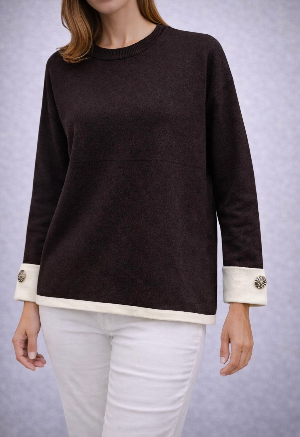 Maglione con Bottone al Polso