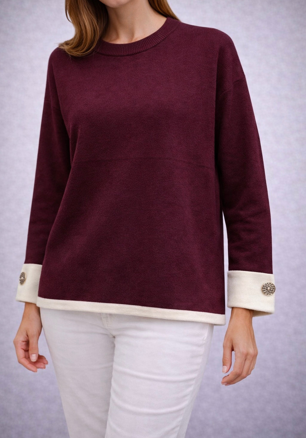 Maglione con Bottone al Polso