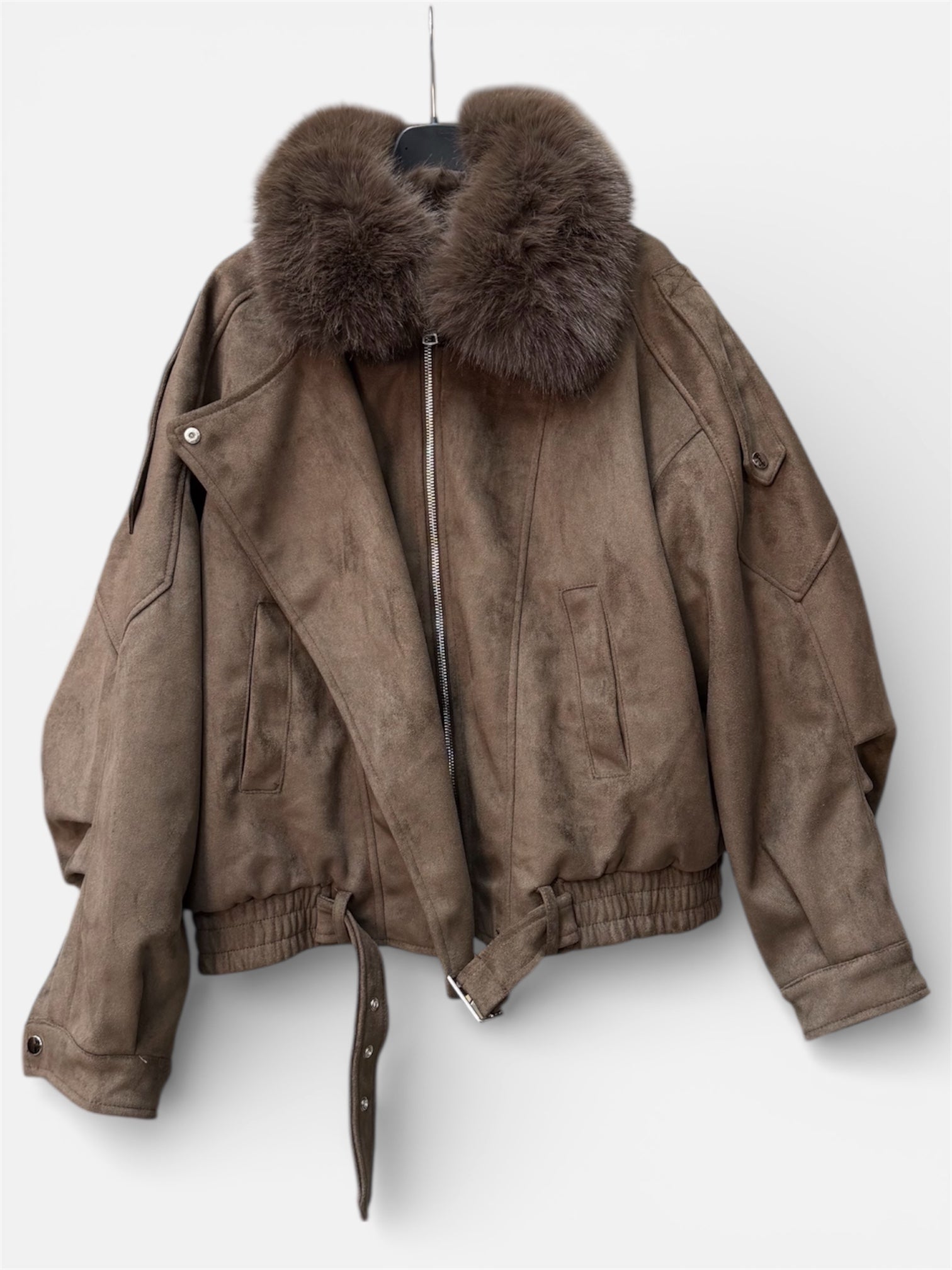 Giacca Camosciata con Pelliccia Rimovibile