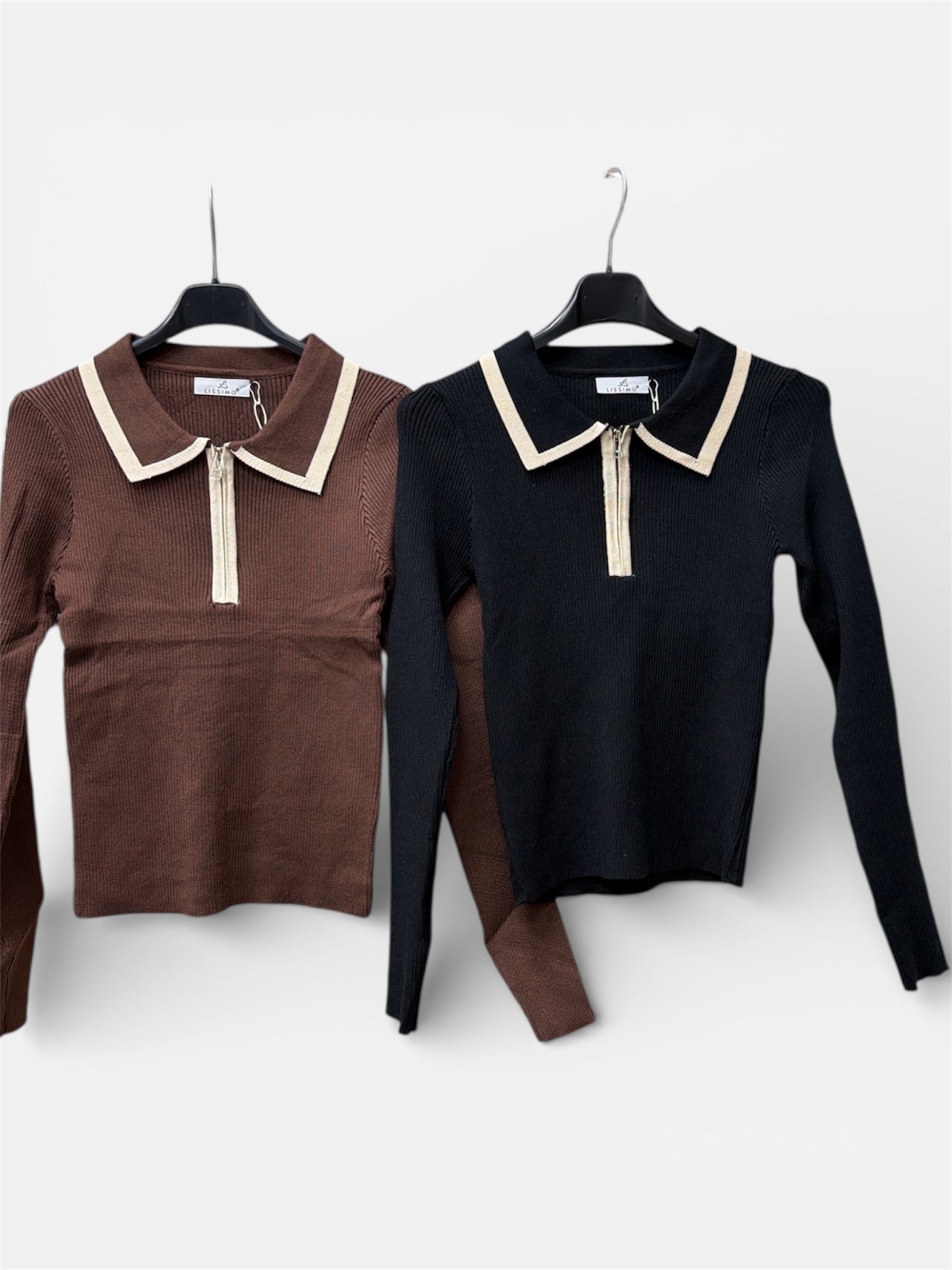 Maglia a Costine con Zip