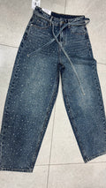 Jeans MomFit Brillantinato con Cinturina
